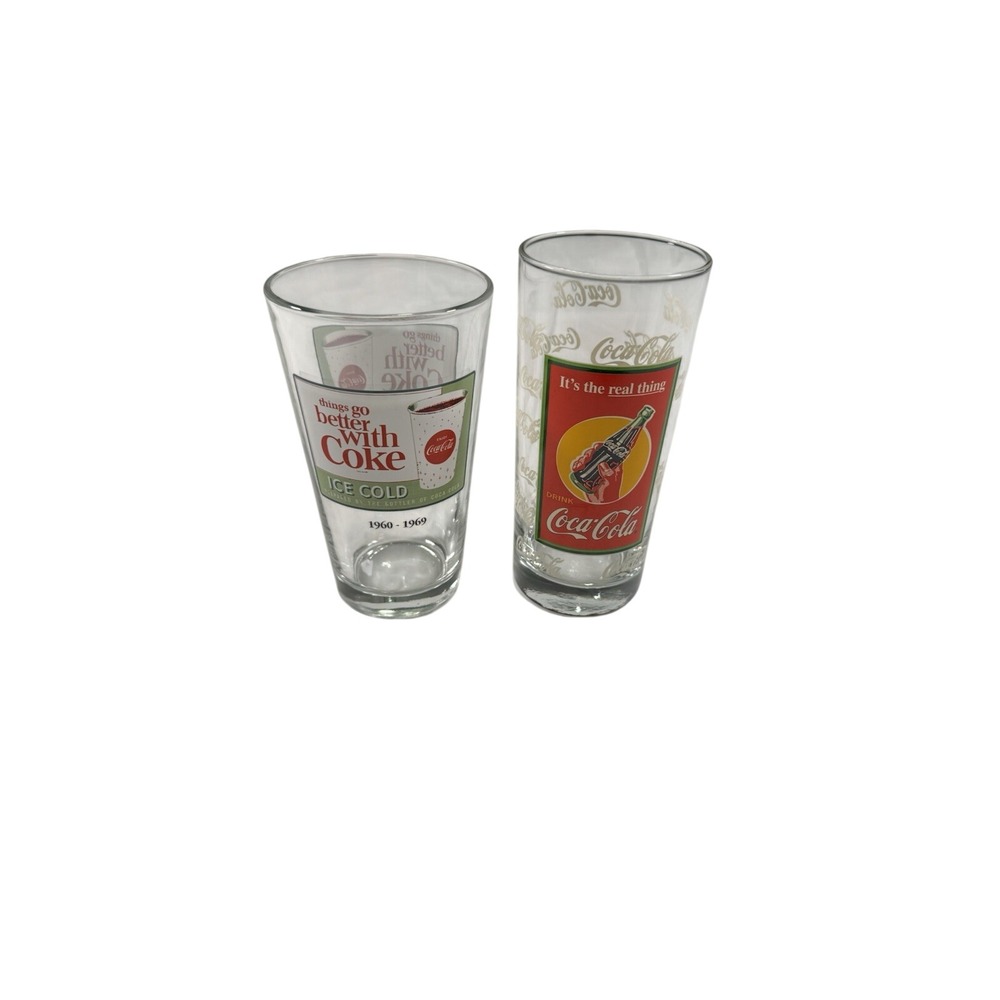 Vintage Coca-Cola Advertising Drinking Glasses Coke Promo Glass Set of 2